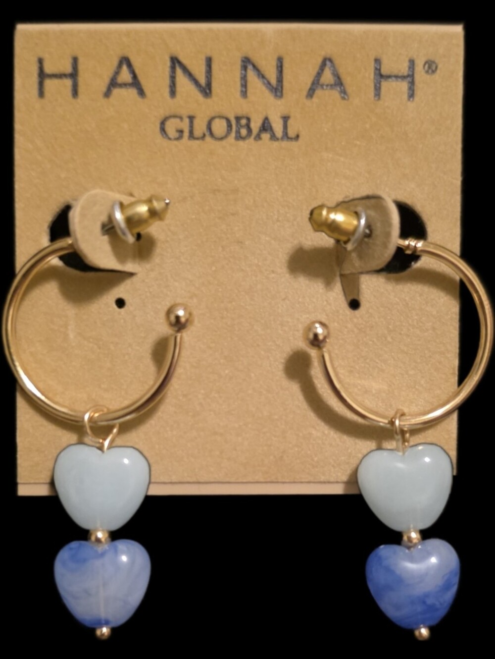 Goldtone Hoop Earrings w/Heart Charms